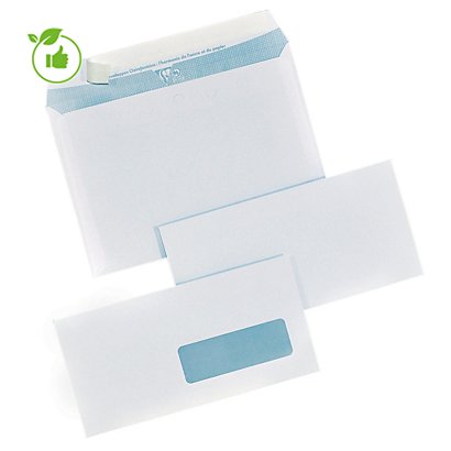250 enveloppes DL extra blanche Clairefontaine à bande protectrice 110 x 220 mm avec fenêtre 35 x 100 mm vélin 90 g - 1