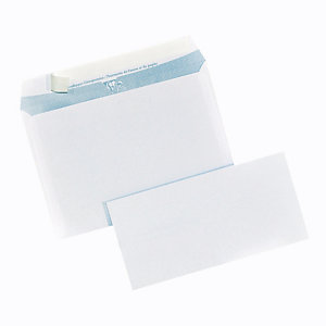 250 enveloppes DL extra blanches Clairefontaine à bande protectrice 110 x 220 mm sans fenêtre vélin 90 g