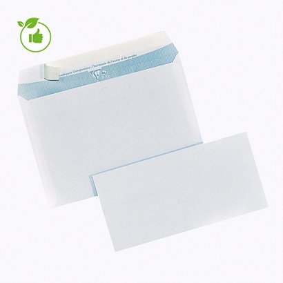 250 enveloppes DL extra blanches Clairefontaine à bande protectrice 110 x 220 mm sans fenêtre vélin 90 g