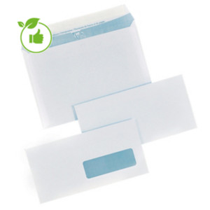 250 extra witte DL enveloppen Clairefontaine met beschermstrip 110 x 220 mm met venster 35 x 100 mm velijn 90 g