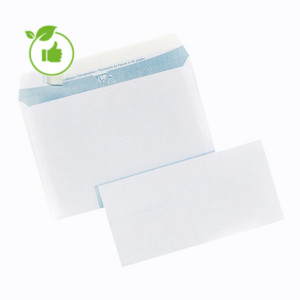 250 extra witte DL enveloppen Clairefontaine met beschermstrip 110 x 220 mm zonder  venster velijn 90 g