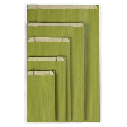 250 olivgrüne Papierbeutel 180 x 60 x 330 mm - 1