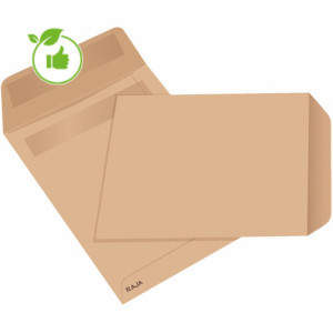 250 pochettes kraft Raja, 90G, fermeture autocollante, avec fenêtre, 260x330, coloris brun 250 pochettes kraft Raja, 90G, fermeture autocollante, avec fenêtre, 260x330, coloris brun