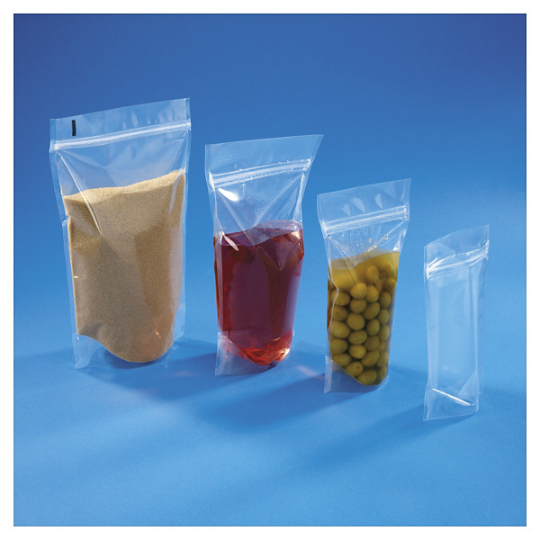 250 Standbodenbeutel mit Druckverschluss (transparent) (100 µ), Inhalt 500 ml - 1