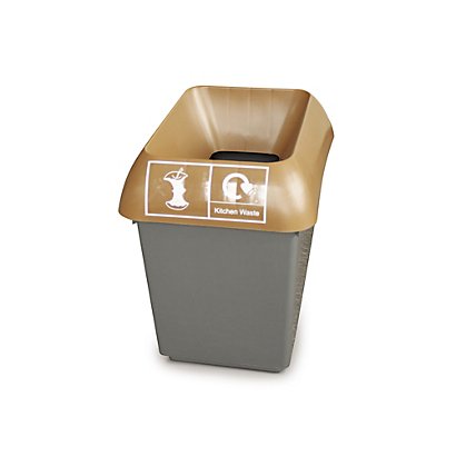 30 litre recycling bin, non-recyclable waste graphic, grey - 1