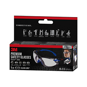 3M™ Solus™ 1000 Gafas de seguridad antivaho, montura azul o negra, lente transparente, con bolsa, S1CB 3M™ Solus™ 1000 Gafas de seguridad antivaho, montura azul o negra, lente transparente, con bolsa, S1CB