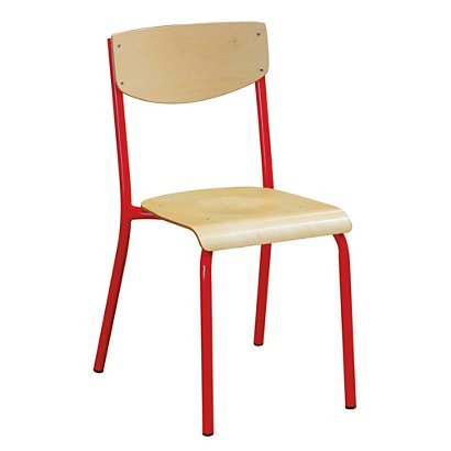 4 chaises scolaires pieds rouges