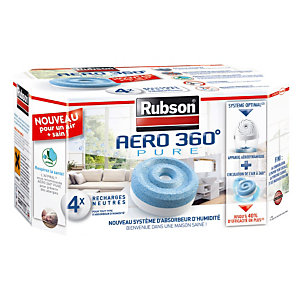 4 recharges Rubson pour absorbeur d'humidité Aéro 360° Pure