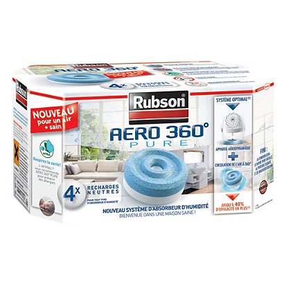 4 recharges Rubson pour absorbeur d'humidité Aéro 360° Pure - 1