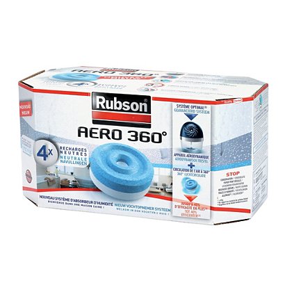 4 recharges Rubson pour absorbeur d'humidité Aéro 360° - Absorbeurs d' humidité, déshumidificateurs