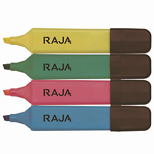 4 surligneurs Raja, coloris assortis, la pochette