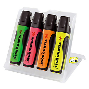 4 tekstmarkers Stabilo Boss Executive geassorteerde kleuren 4 tekstmarkers Stabilo Boss Executive geassorteerde kleuren