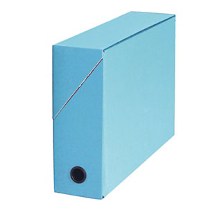 5 boites de classement carton dos 9 cm coloris bleu clair