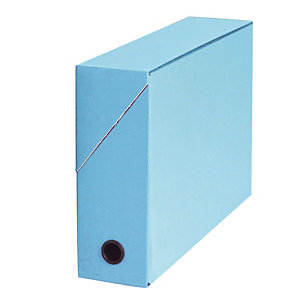 5 boites de classement carton dos 9 cm coloris bleu clair