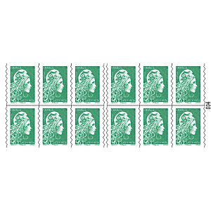 5 carnets de 12 timbres postaux autocollants Marianne Lettre verte 20 g