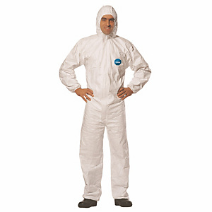 5 combinaisons blanches en non tissé Tyvek, Protection type 5 et 6, taille L 5 combinaisons blanches en non tissé Tyvek, Protection type 5 et 6, taille L
