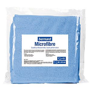 5 lavettes microfibres Bernard bleu