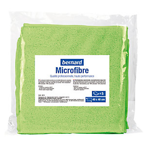5 lavettes microfibres Bernard vert