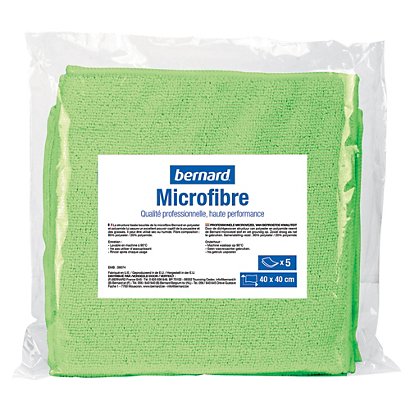 5 lavettes microfibres Bernard vert - 1