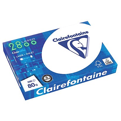 5 papierpakken Clairefontaine Laser 2800 A3 80g kleur wit, per doos van 5 pakken - 1