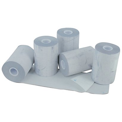 5 rollen autocopierend papier voor bankkaarten B. 57 mm x l. 10 m, 2 lagen