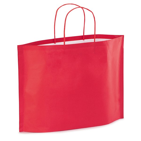 50 buste shopper in carta kraft rosse con soffietto sul fondo 36x27x10cm - 2