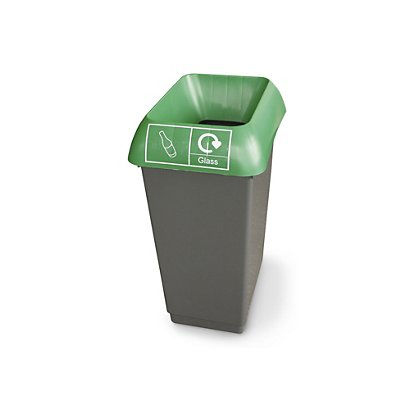 50 litre recycling bin, bottle graphic, green - 1