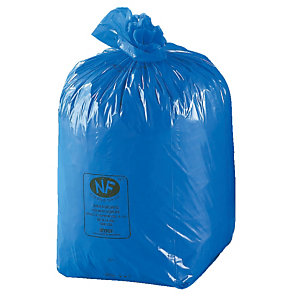 50 sacs poubelles NF 100L coloris bleus