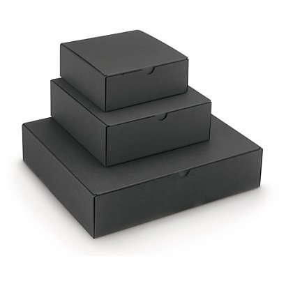 50 schwarze Wellpapp-Geschenkboxen 230 x 230 x 80 mm - 1