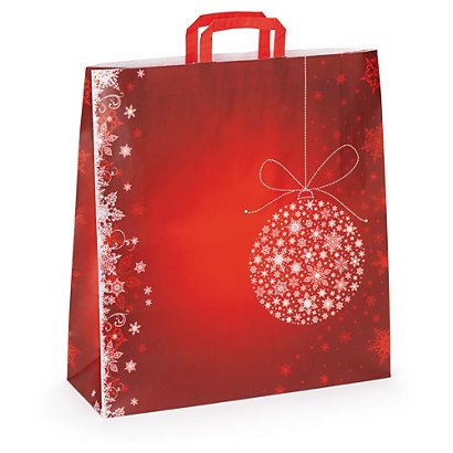 50 shopper natalizie rosse maniglie piatte 32x41x13cm