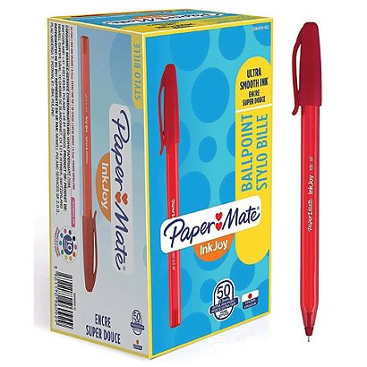 50 stylos bille Paper Mate® Inkjoy 100 coloris  rouge - 1