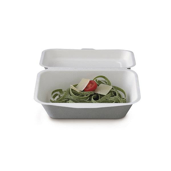 500 contenitori asporto biodegradabili in polpa di cellulosa con coperchio 600 ml 180x135x65 mm - 2
