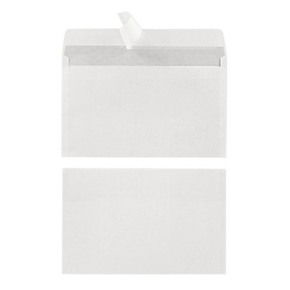500 enveloppes C6 blanches 1er prix à bande protectrice 114 x 162 mm sans fenêtre vélin 80 g