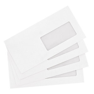 500 enveloppes DL blanches 1er prix à fermeture autocollante 110 x 220 mm avec fenêtre 35 x 100 mm vélin 80 g