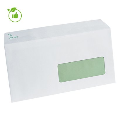 500 enveloppes DL extra blanches Erapure GPV à bande protectrice 110 x 220 mm avec fenêtre 35 x 100 mm papier 100% recyclé 80 g - 1