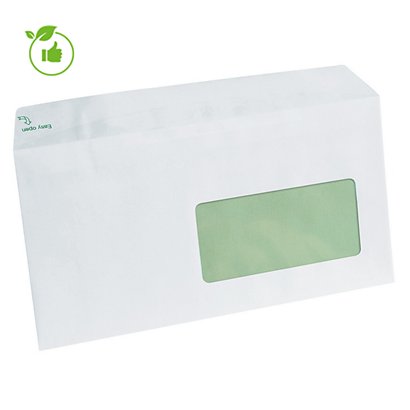 500 enveloppes DL extra blanches Erapure GPV à bande protectrice 110 x 220 mm avec fenêtre 45 x 100 mm papier 100% recyclé 80 g - 1