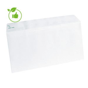 500 extra witte DL enveloppen Erapure met beschermstrip 110 x 220 mm zonder venster 100% gerecycleerd papier 80 g