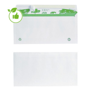 500 extra witte DL enveloppen Erapure met beschermstrip 110 x 220 mm zonder venster 100% gerecycleerd papier 80 g 500 extra witte DL enveloppen Erapure met beschermstrip 110 x 220 mm zonder venster 100% gerecycleerd papier 80 g