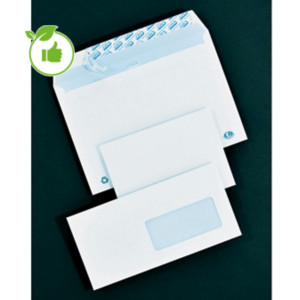 500 extra witte GPV enveloppen DL met beschermstrip 110 x 220 mm met venster 35 x 100 mm velijn 90 g