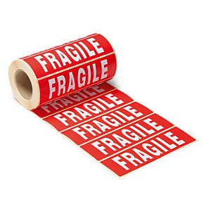500 étiquettes d'expédition "Fragiles", lot de 2 rouleaux