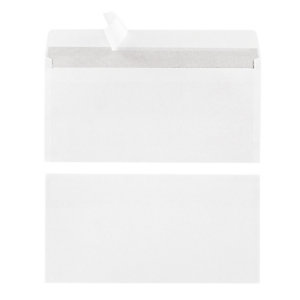 500 voordelige witte DL enveloppen met beschermstrip 110 x 220 mm zonder venster velijn 80 g