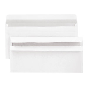500 voordelige witte DL enveloppen met zelfklevende sluiting 110 x 220 mm zonder venster velijn 80 g