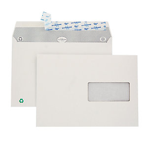 500 witte C5 enveloppen La Couronne met beschermstrip 162 x 229 mm met venster 45 x 100 mm 100% gerecycleerd papier 80 g