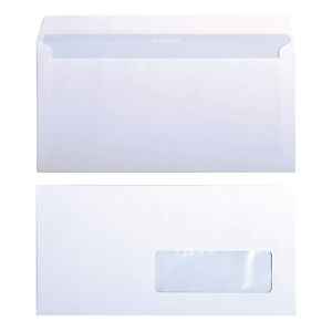 500 witte DL enveloppen Clairefontaine met beschermstrip 110 x 220 mm met venster 45 x 100 mm velijn 80 g 500 witte DL enveloppen Clairefontaine met beschermstrip 110 x 220 mm met venster 45 x 100 mm velijn 80 g