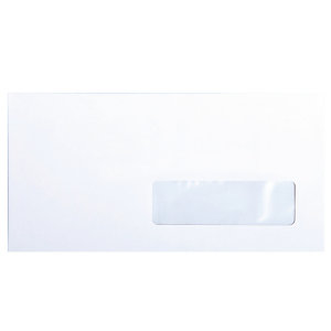 500 witte enveloppen Clairefontaine met beschermstrip 114 x 229 mm met venster velijn 80 g