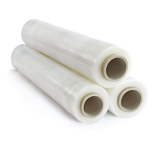 6 bobines de film étirable transparent cast tri-couche 23mm, 450mm x 300m 6 bobines de film étirable transparent cast tri-couche 23mm, 450mm x 300m
