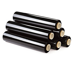 6 bobines film étirable opaque noir 17 microns 300m x 450mm