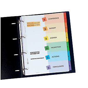 6 intercalaires personnalisables Ready Index Avery format A4 touches numériques carte 190 g