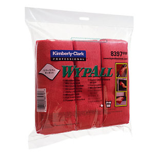 6 lavettes microfibres Wypall Kimberly-Clark rouge