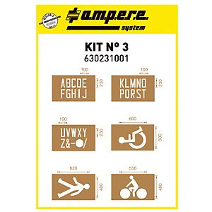 6 pochoirs AMPERE kit lettres et figurines 6 pochoirs AMPERE kit lettres et figurines